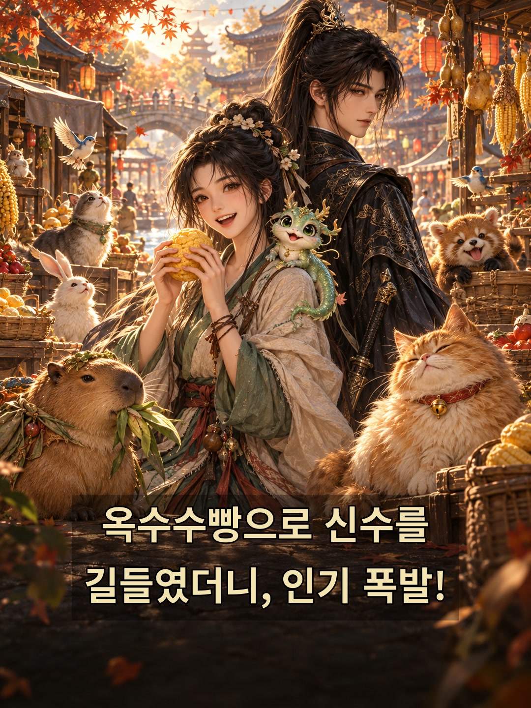 옥수수빵으로 신수를 길들였더니, 인기 폭발!