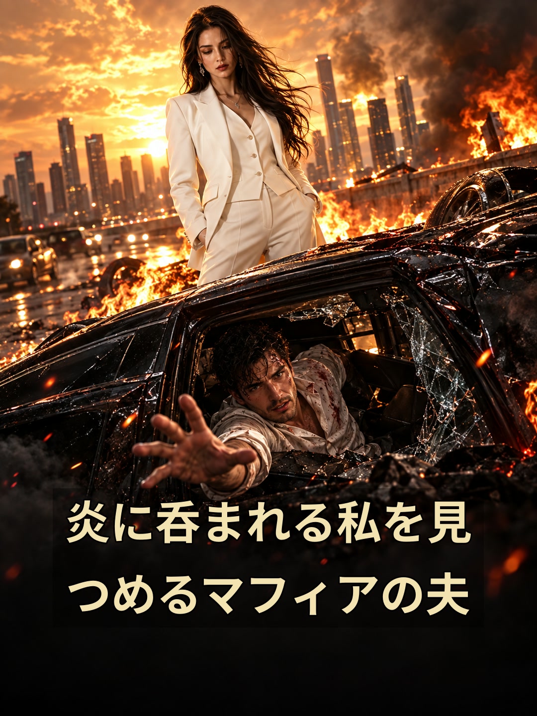 炎に呑まれる私を見つめるマフィアの夫